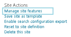SharePoint Manage Site features