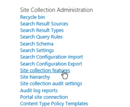 Site collection features