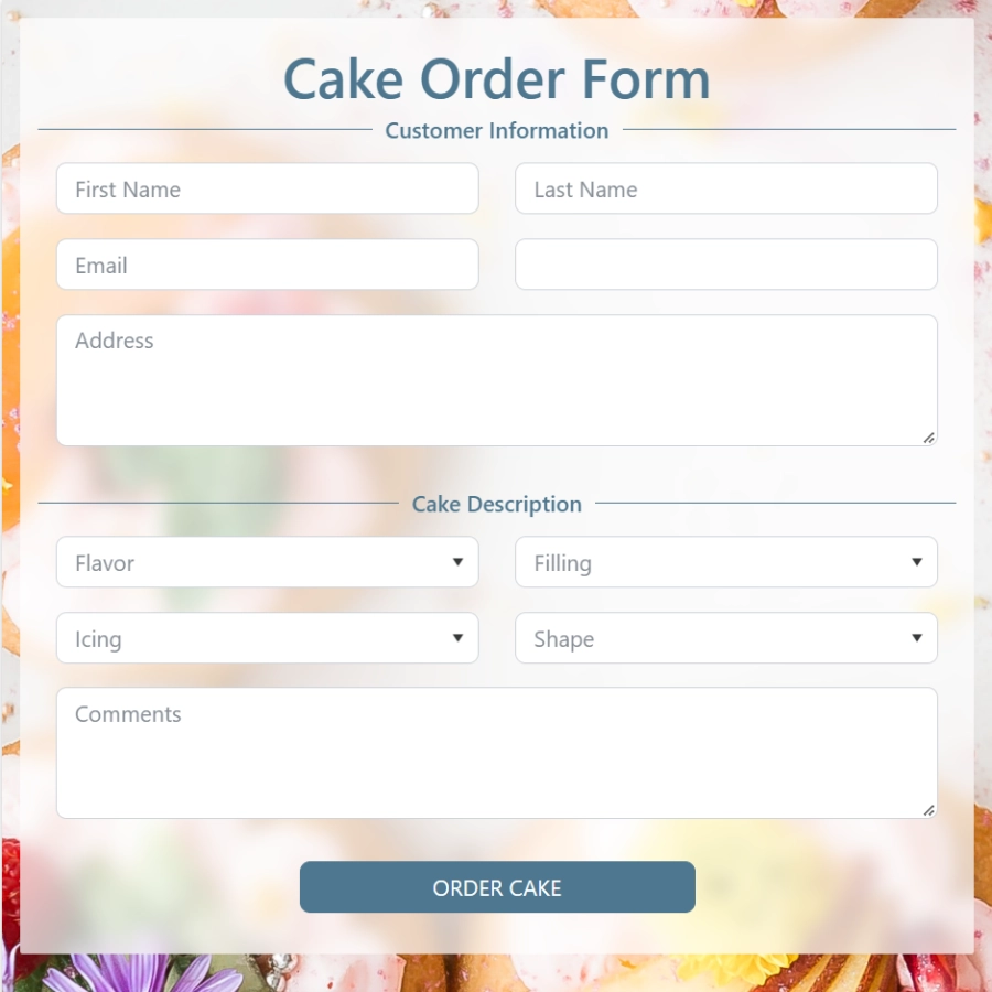 Free Printable Cake Order Form Template Cake Ball Order Form
