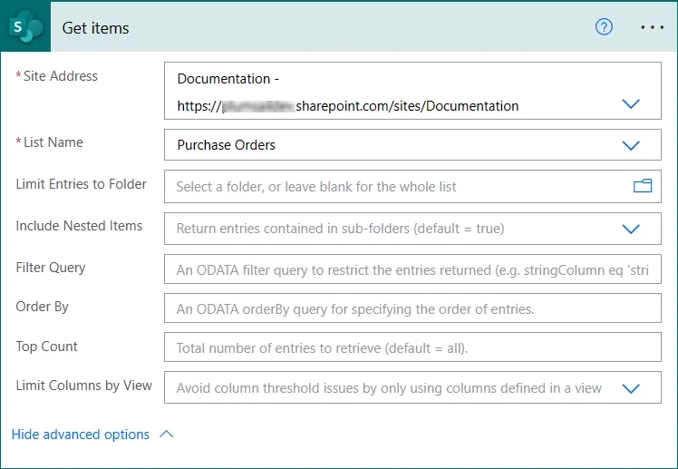 Get items from SharePoint list - Power Automate flow