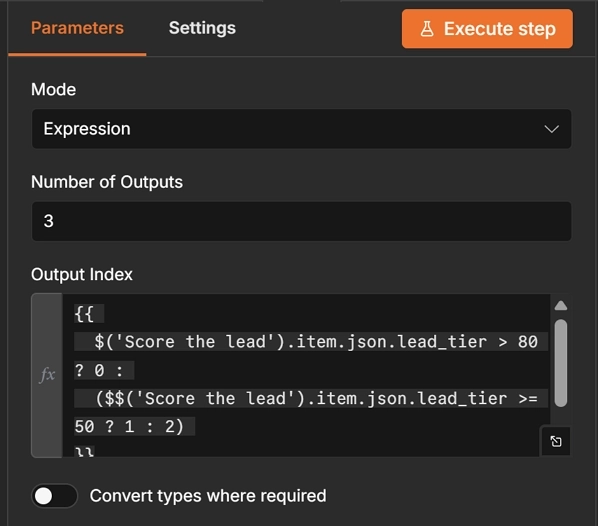 Switch node in n8n