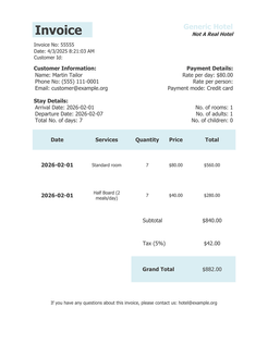 Hotel invoice