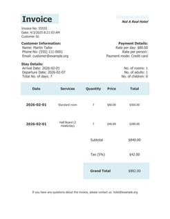 Hotel invoice