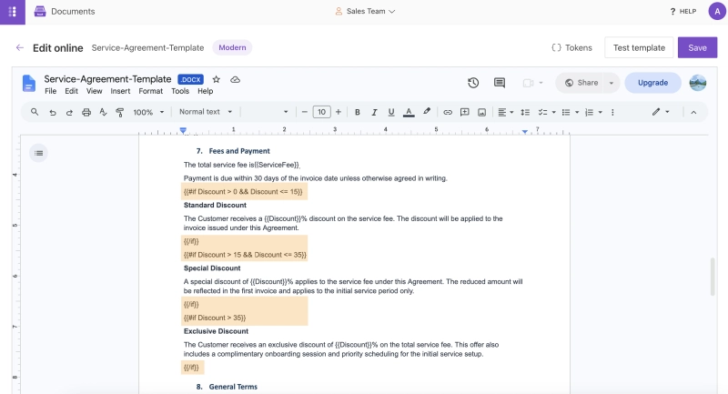 Multiple Conditional Discount Terms section