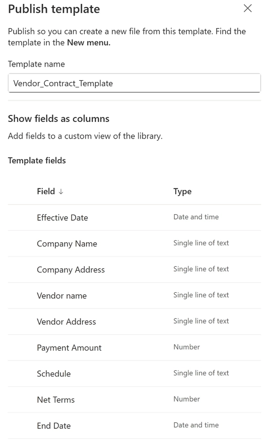 Content assembly - create view with template fields