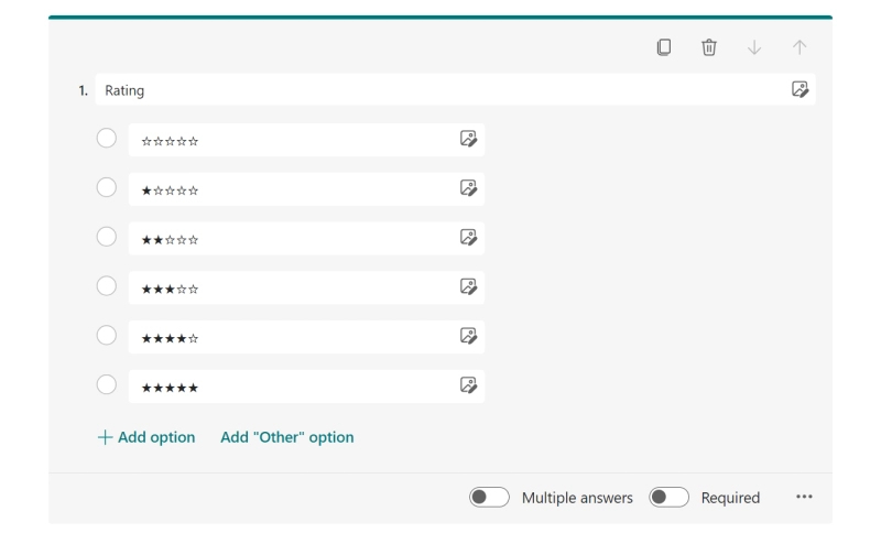 Choice field in Microsoft Forms made to look like a Rating field