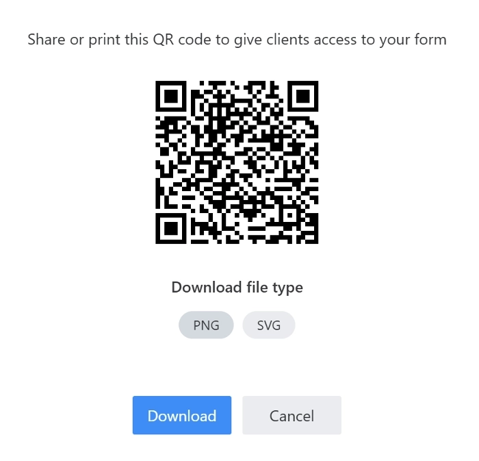 Plumsail Forms - Download QR code dialog