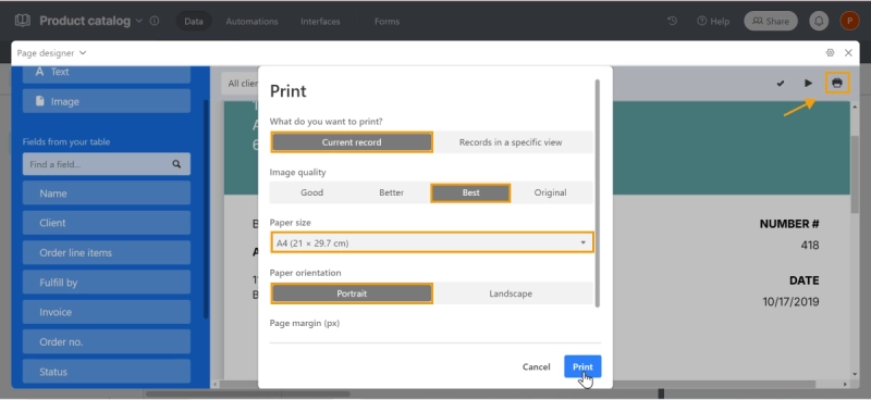 Print PDF documents in Page Designer