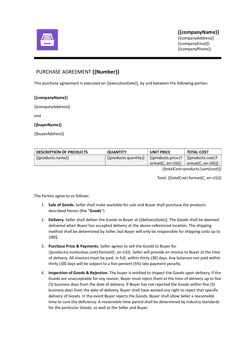 Word contract template with Airtable tokens for document generation