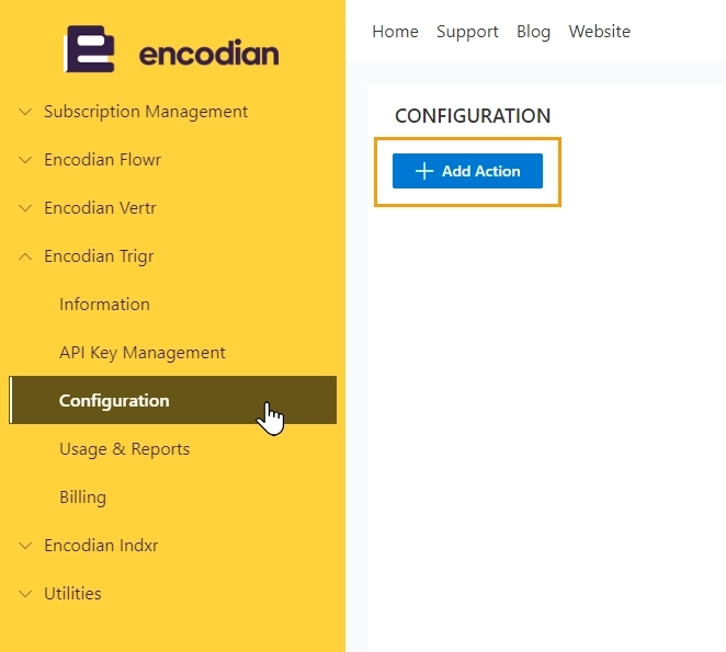 Add action in Encodian