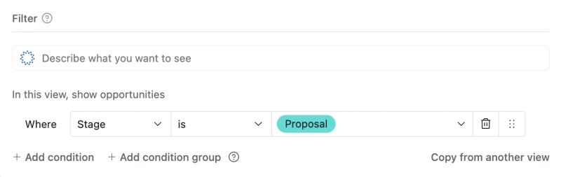 Proposal stage filter
