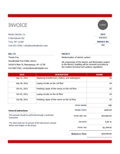 Hourly invoice