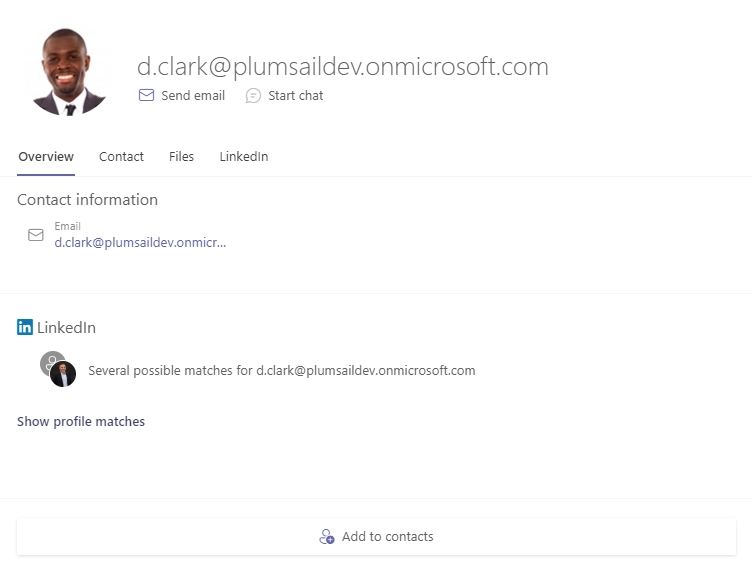 Contact a person in Microsoft Teams OrgChart