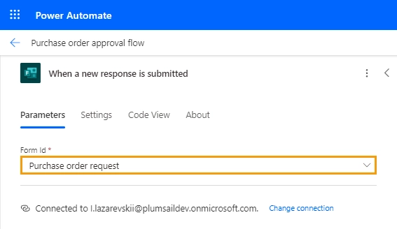 Configure the trigger of the Power Automate approval workflow