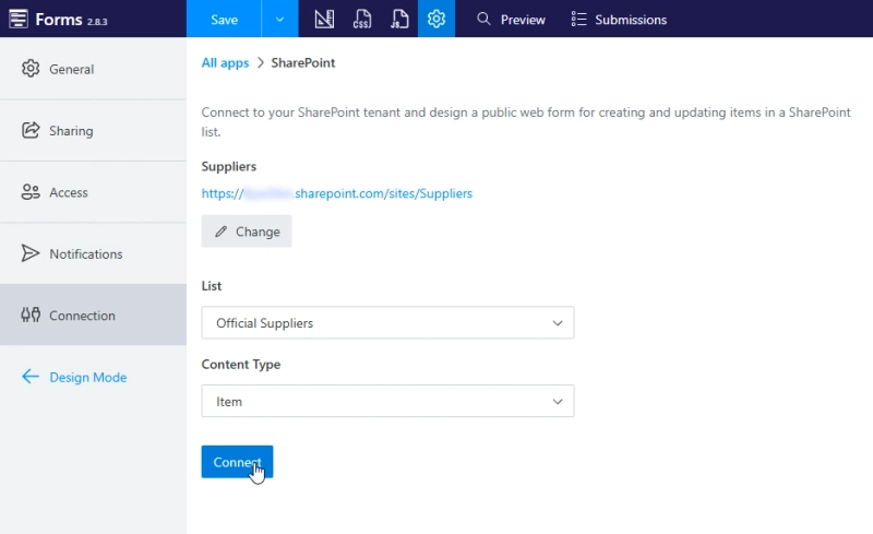 Connect to SharePoint