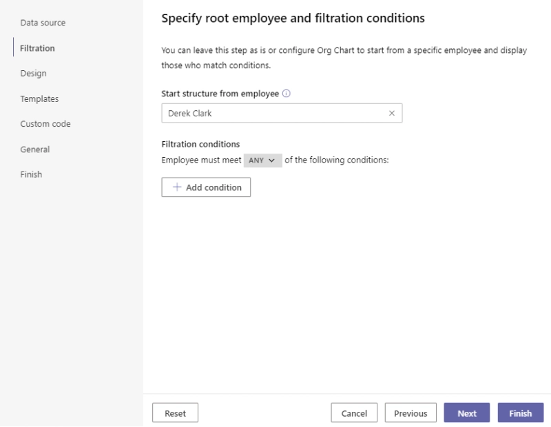 Filtering in Microsoft Teams OrgChart