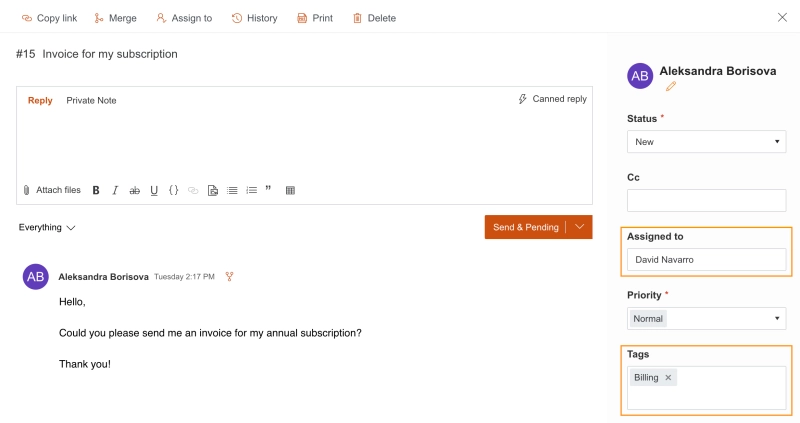 Automatically created and assigned ticket