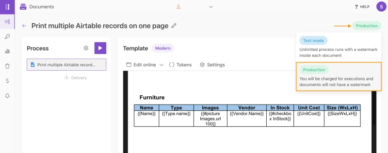 Plumsail Documents output file settings for configuring the generated document