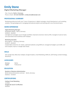 CV Template ATS friendly