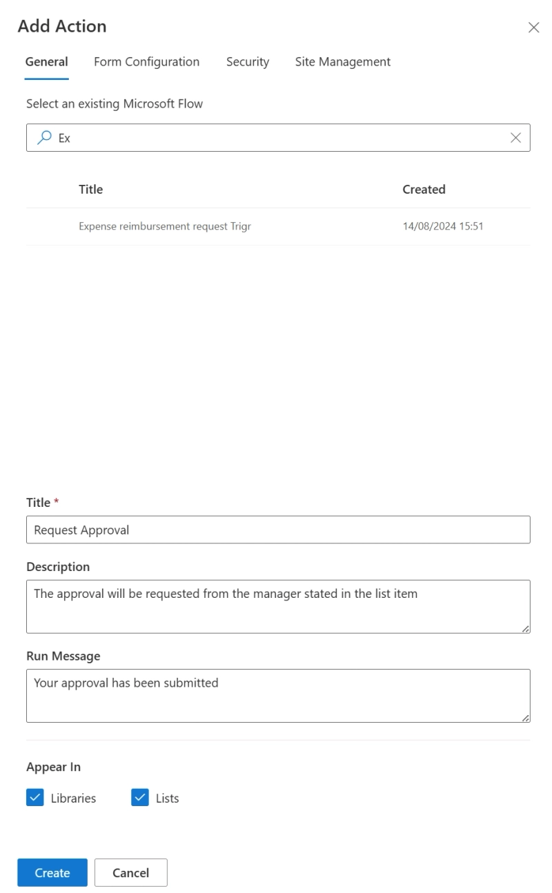 Configure action in Encodian