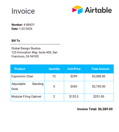 Airtable invoice
