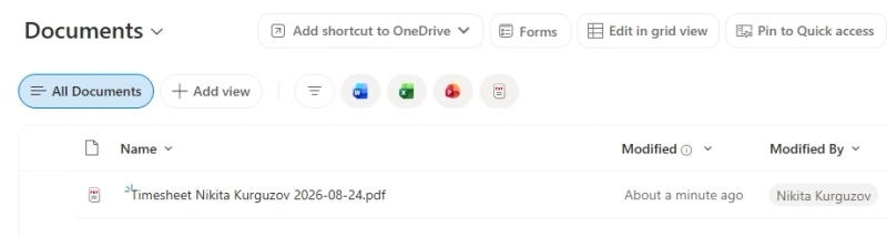 Generated PDFs in the SharePoint library