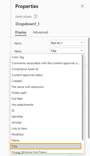 Configure dropdown