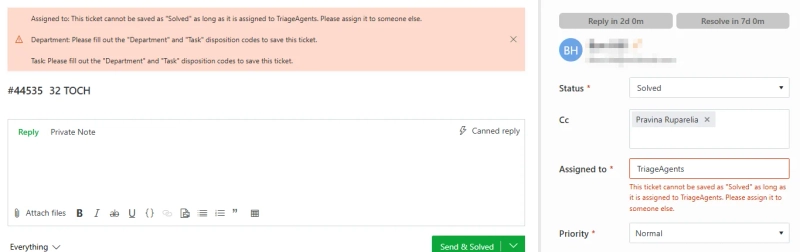 Restriction on solving tickets