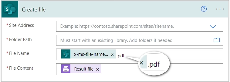 Store PDF result