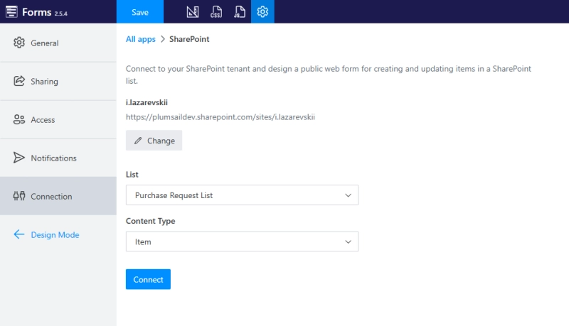 Connect to SharePoint