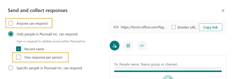 Configure Microsoft Form to accept multiple responses