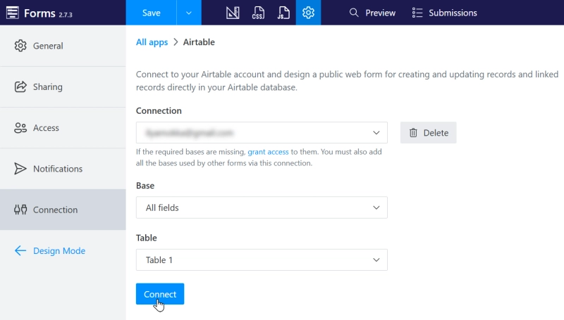 Connect to Airtable table