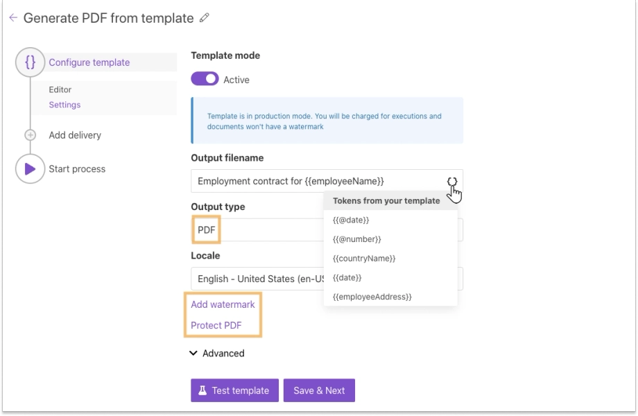 Output file settings