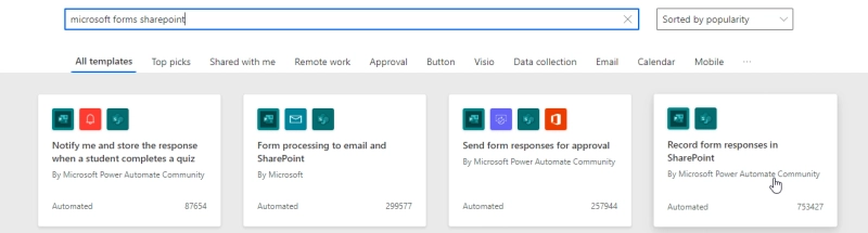 Record form responses in SharePoint