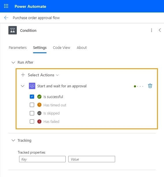 Configure condition based on the results of the approval request