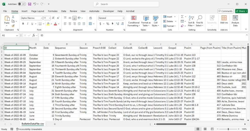 Spreadsheet overview