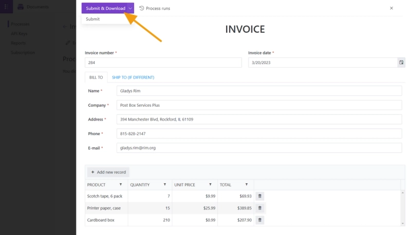 2 submit form download file