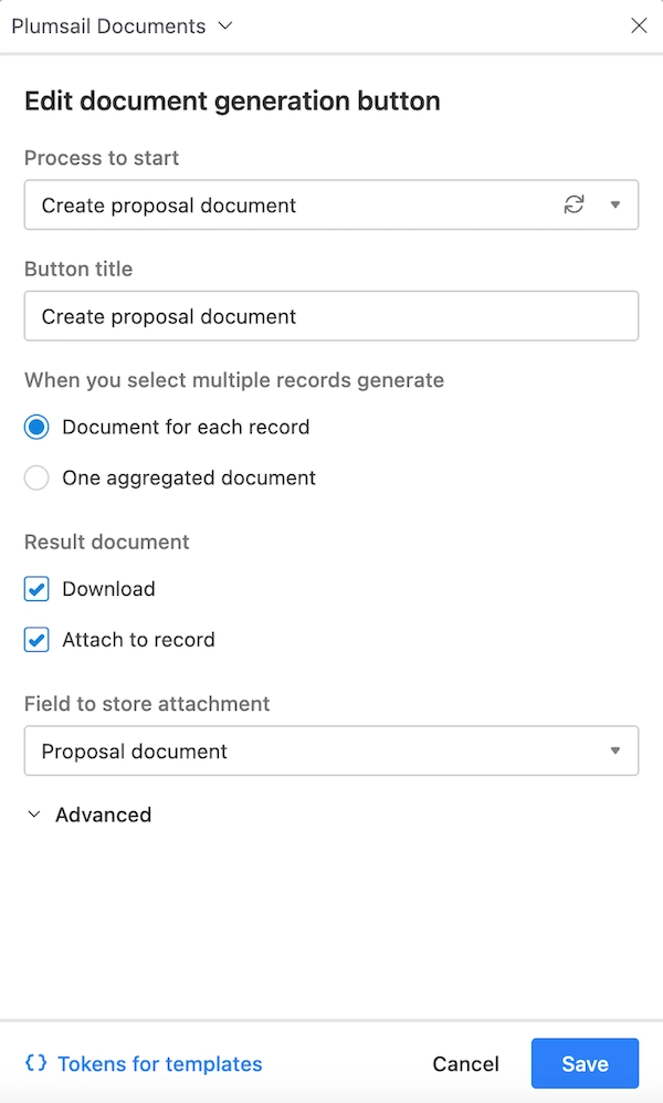 Plumsail button settings