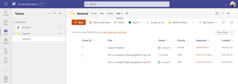 Agents interface in HelpDesk for Microsoft Teams