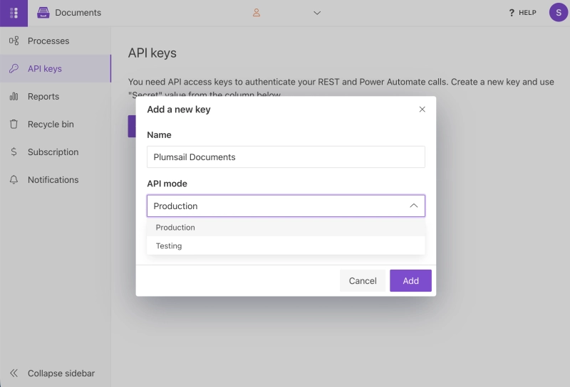 Create an API key for Power Automate and connect Plumsail Documents