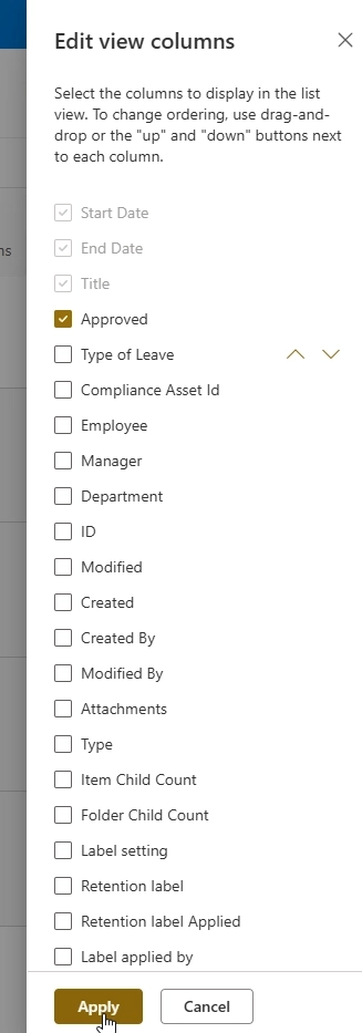 Add the Approved column to the Time-off calendar view