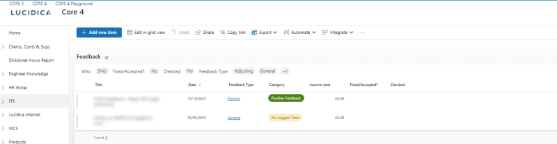 Feedback from clients