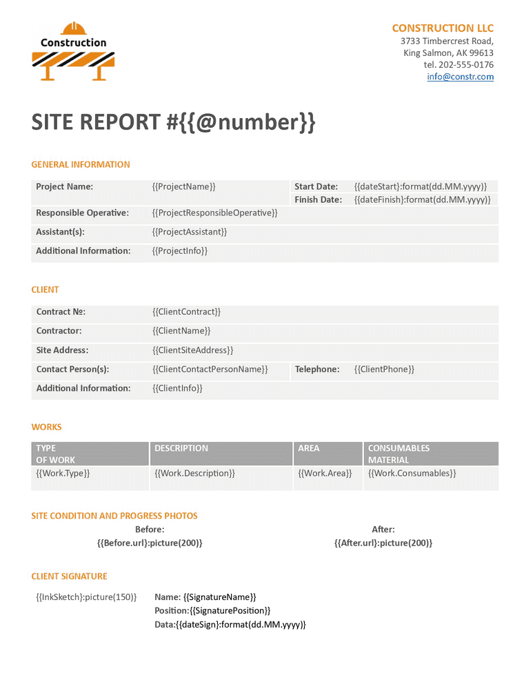 Site report free template for field and on-site work with the ability ...