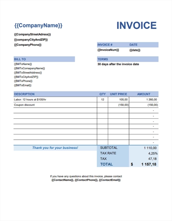 service invoice