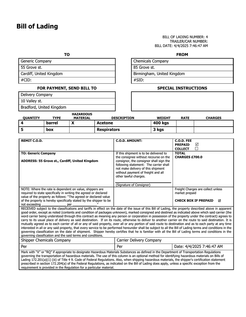 Bill of lading