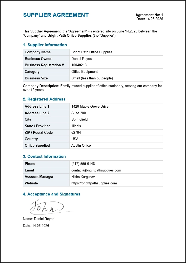 Final PDF supplier agreement document