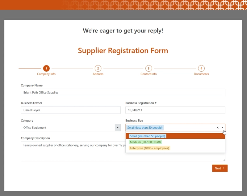 Full control over the form look and feel