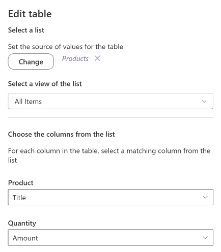 Content assembly interface - add table