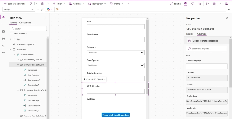 Power App editor
