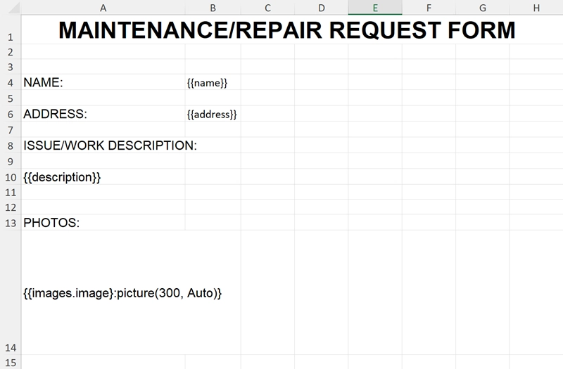 excel template with picture formatter